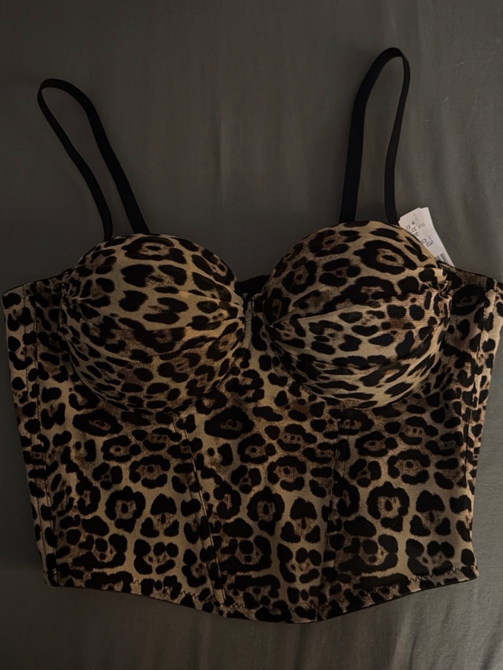 Leopard Print Bustier Bodysuit Top - Brown/Black